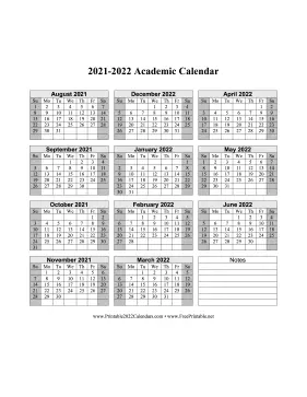 2021-2022 Academic Calendar Calendar