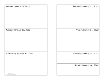01/10/2022 Weekly Calendar-landscape Calendar