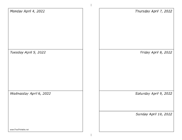 04/04/2022 Weekly Calendar-landscape Calendar