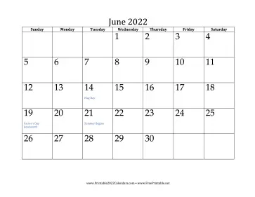 June 2022 Calendar Calendar