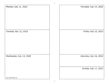 07/11/2022 Weekly Calendar-landscape Calendar