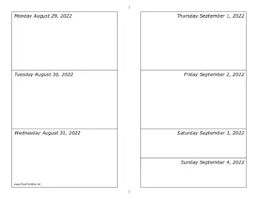 08/29/2022 Weekly Calendar-landscape Calendar