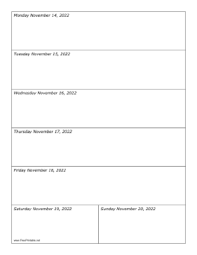 11/14/2022 Weekly Calendar-portrait Calendar