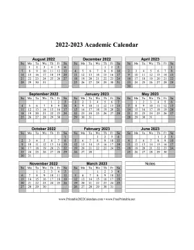 Printable 2022-2023 Academic Calendar