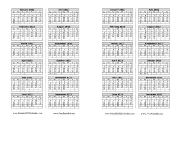 2022 Calendar Bookmark Calendar