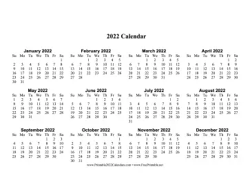 2022 Calendar One Page Large Horizontal Calendar
