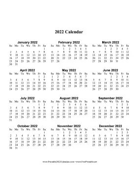 2022 Calendar One Page Large Vertical Calendar