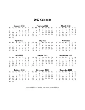 2022 Calendar One Page Vertical Calendar
