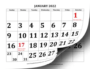 2022 Large Print Calendar