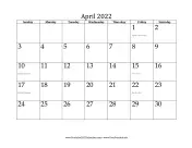 April 2022 Calendar calendar