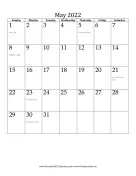 May 2022 Calendar (vertical) calendar