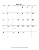 June 2022 Calendar (vertical) calendar