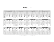 2022 Calendar One Page Horizontal Grid Descending Monday Start calendar