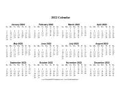 2022 Calendar One Page Large Horizontal calendar