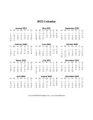 2022 Calendar One Page Vertical Descending calendar