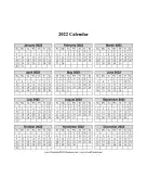 2022 Calendar One Page Vertical Grid calendar